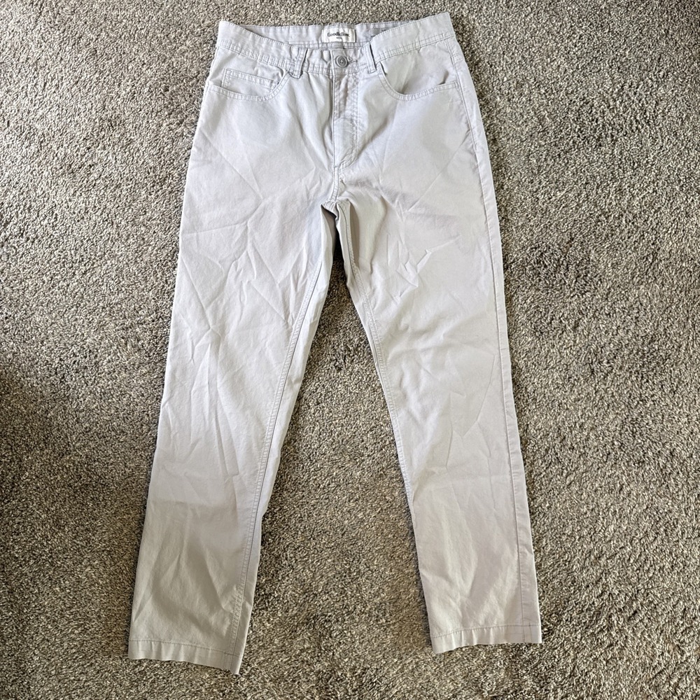 Goodfellow & Co Men's Slim Fit Chino Pants Gray Stretch Cotton Size 28x30